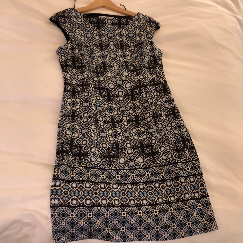 Wisp professional dress in blue print